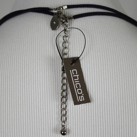 NWT Chico's Multi-Layer Blue & Silver Necklace - Picture 7 of 8